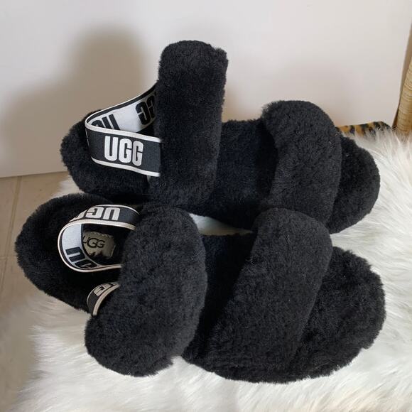UGG Oh Yeah double strap flat sandals in black Size 9 - Picture 14 of 14